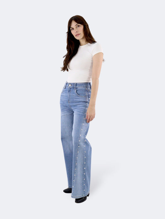 Jeans Wid Leg-Tiro Alto