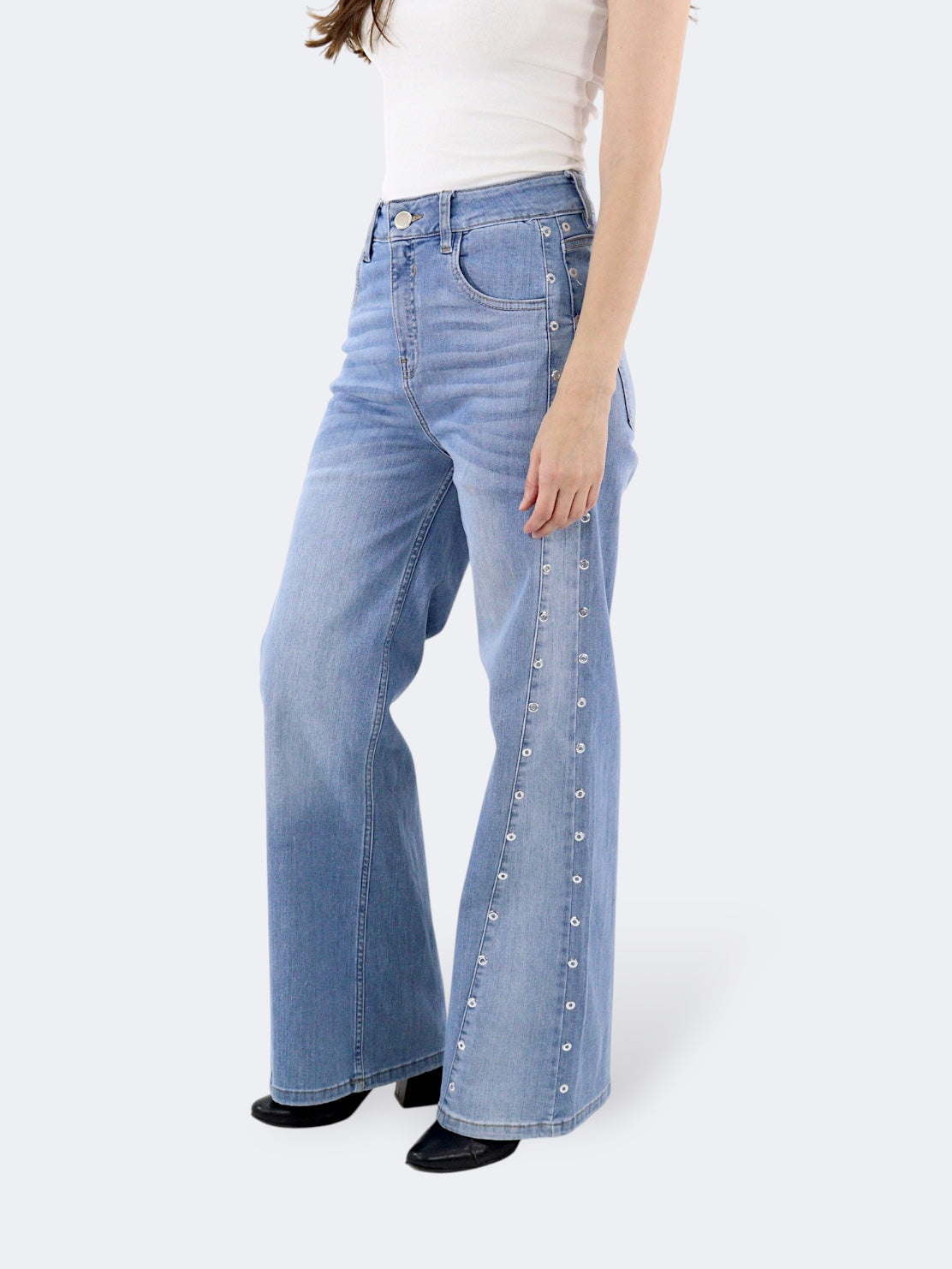 Jeans Wid Leg-Tiro Alto