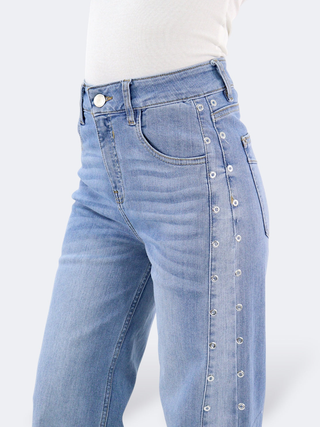Jeans Wid Leg-Tiro Alto