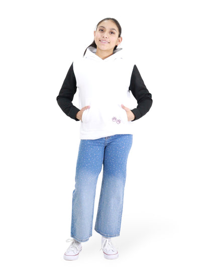 Jeans Wide Leg Con Pedrería