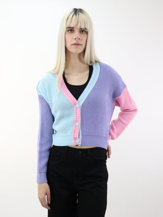 Suéter abierto con botones multicolor