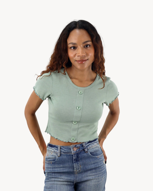 Playera crop de color verde