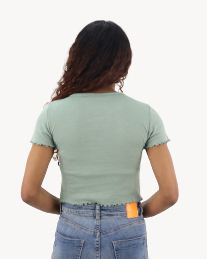Playera crop de color verde