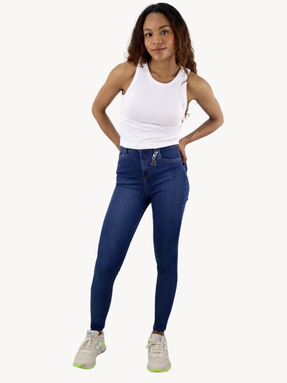 Jeans skinny tiro alto azul oscuro