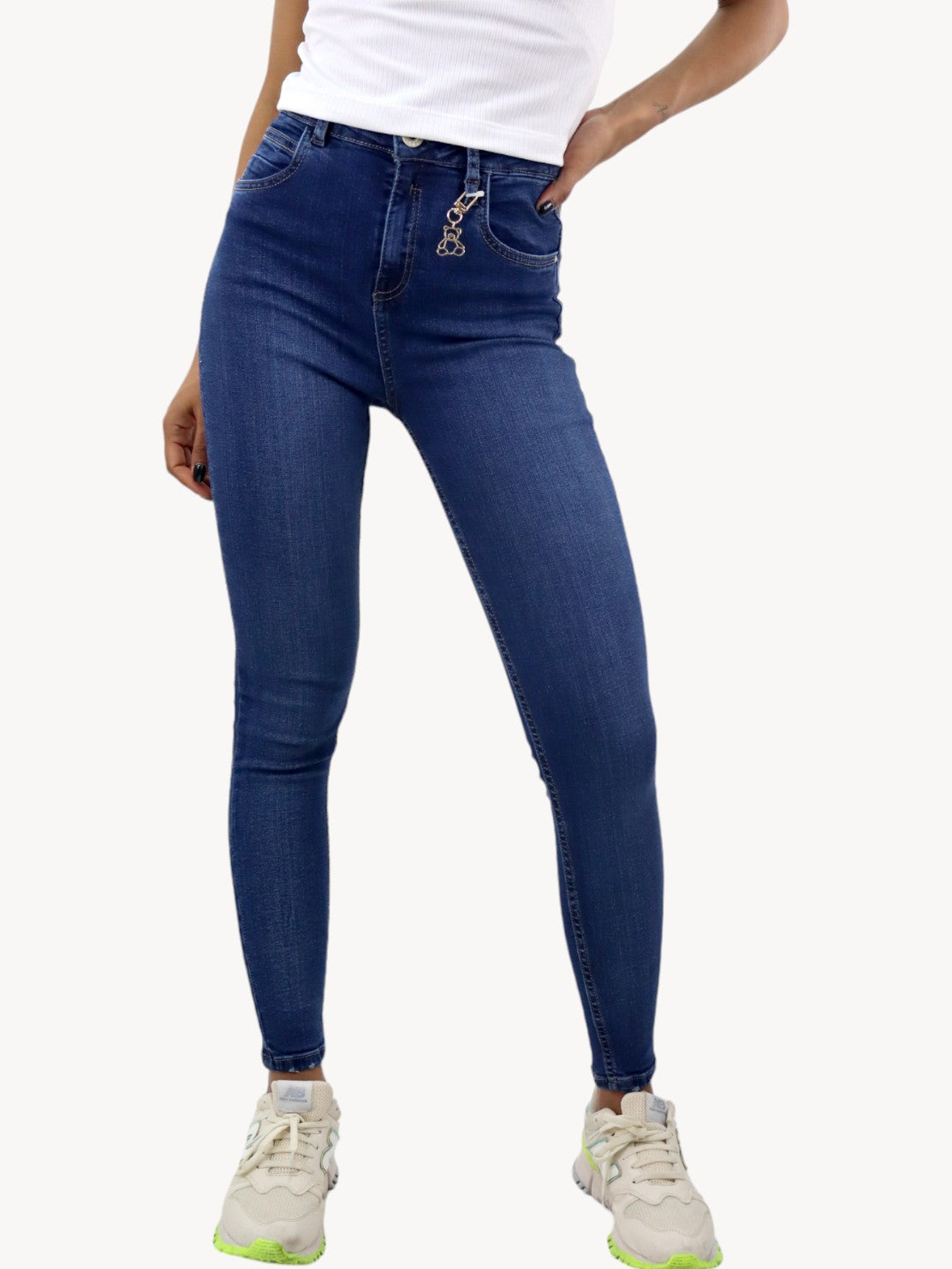 Jeans skinny tiro alto azul oscuro