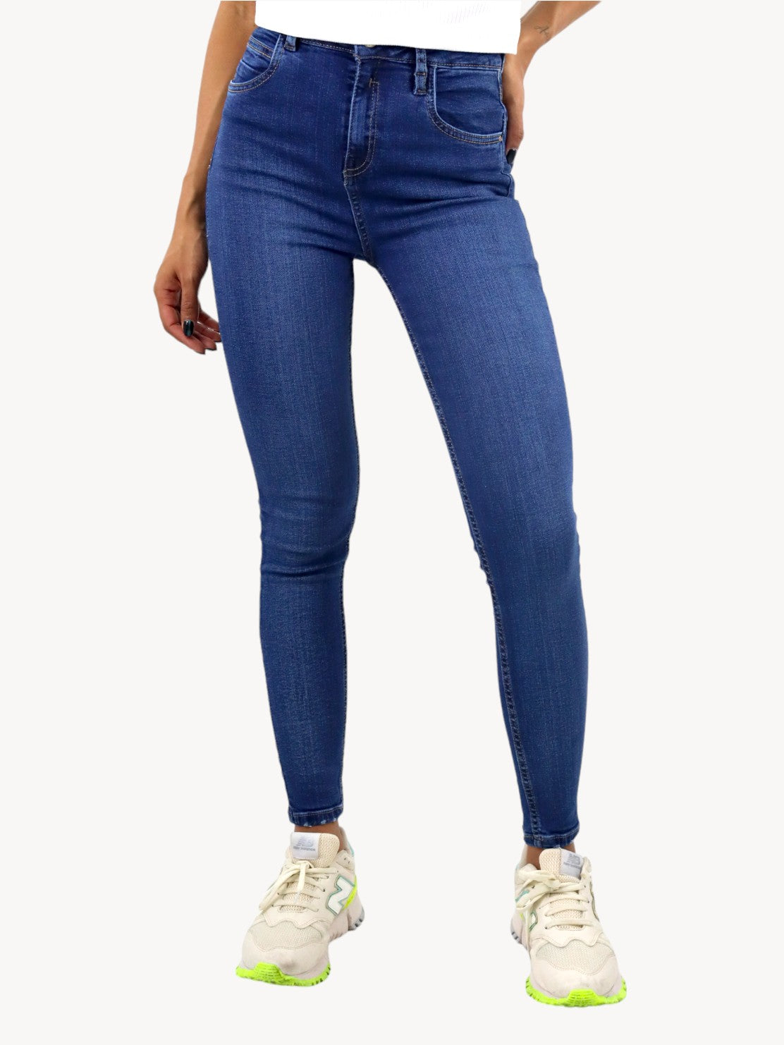 Jeans skinny tiro alto azul oscuro