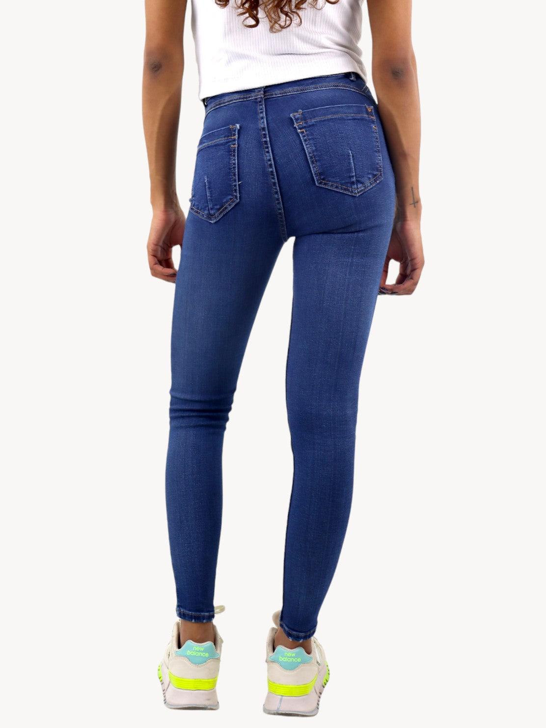 Jeans skinny tiro alto azul oscuro