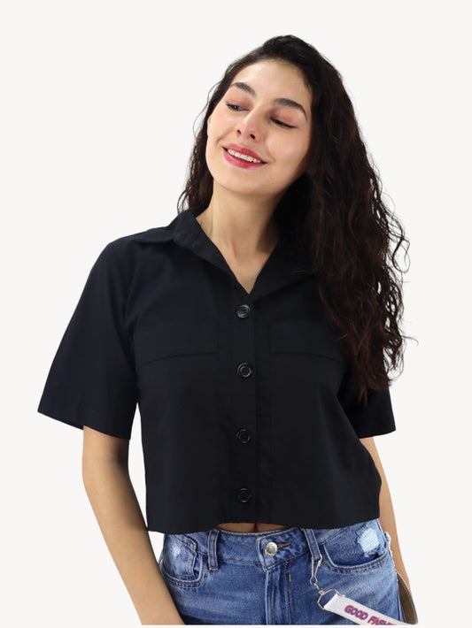 Camisa manga corta de color negro