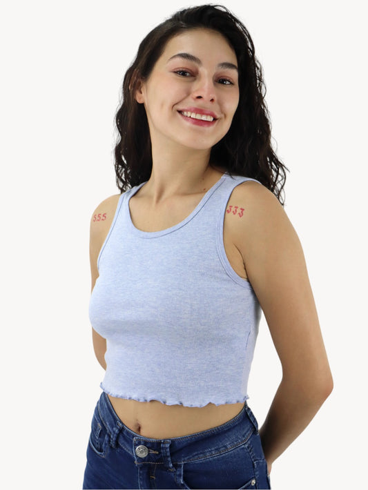 Playera tank de color azul jaspe