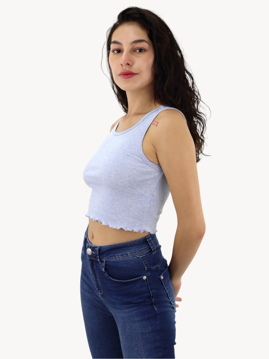 Playera tank de color azul jaspe