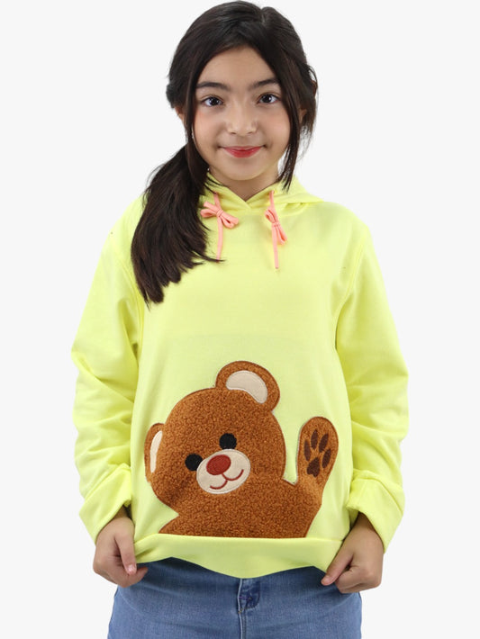 Sudadera de color amarillo con diseño de oso