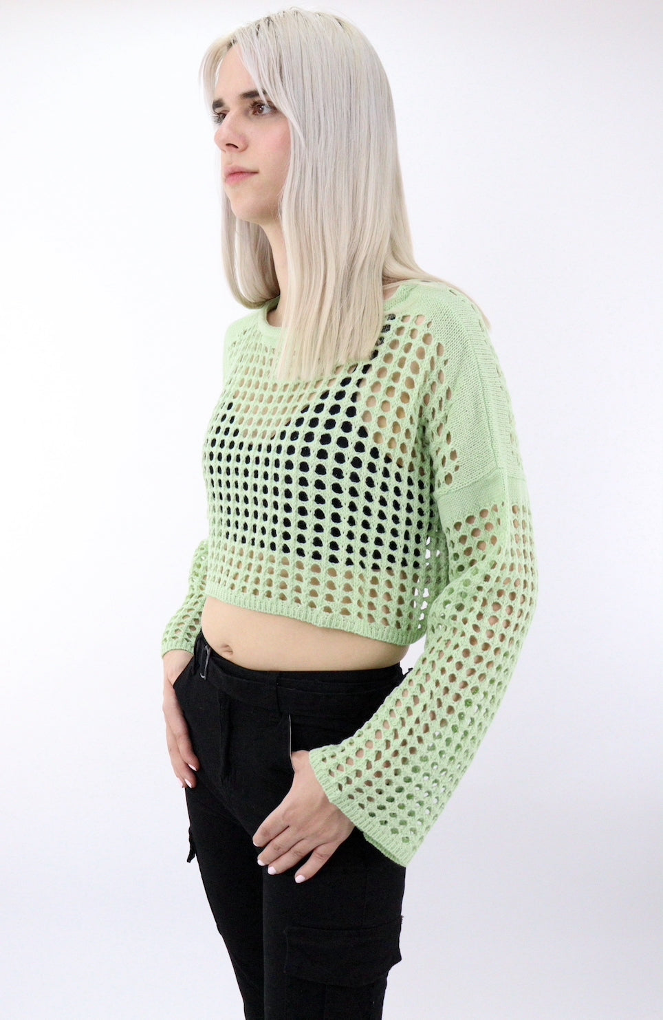 Sweater top tejido de color verde