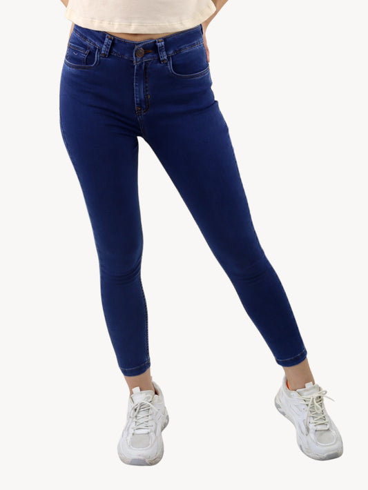 Jeans skinny tiro medio azul oscuro