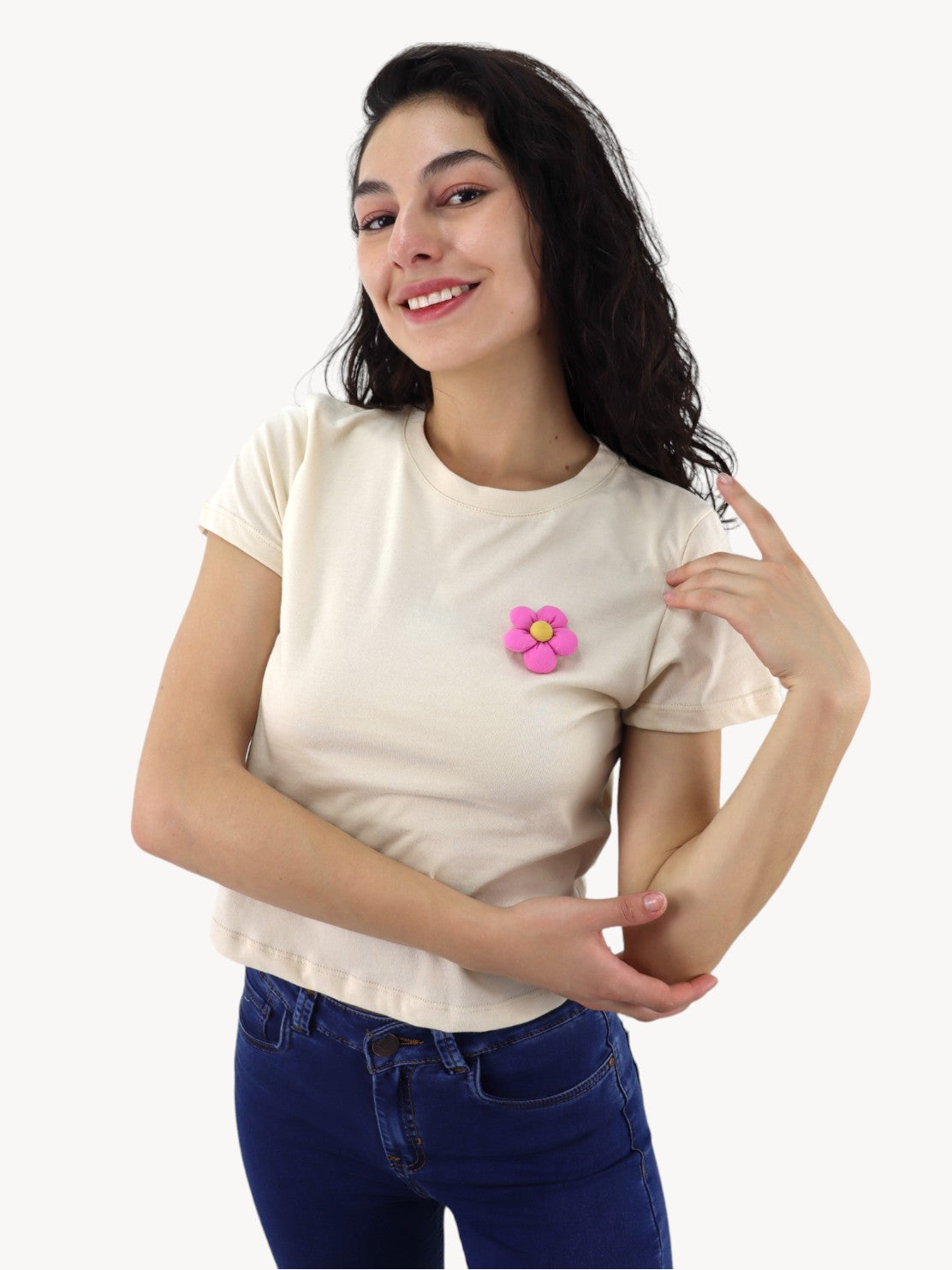 Playera manga corta con diseño floral