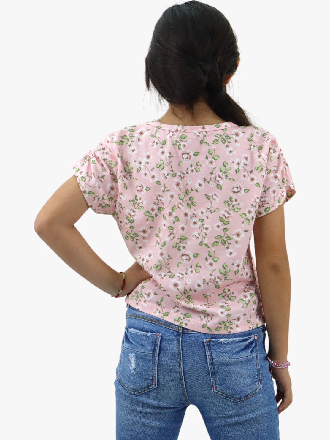 Playera manga corta con print floral