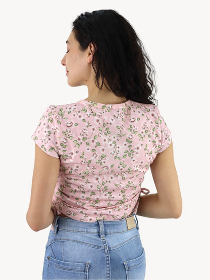 Playera manga corta con print floral