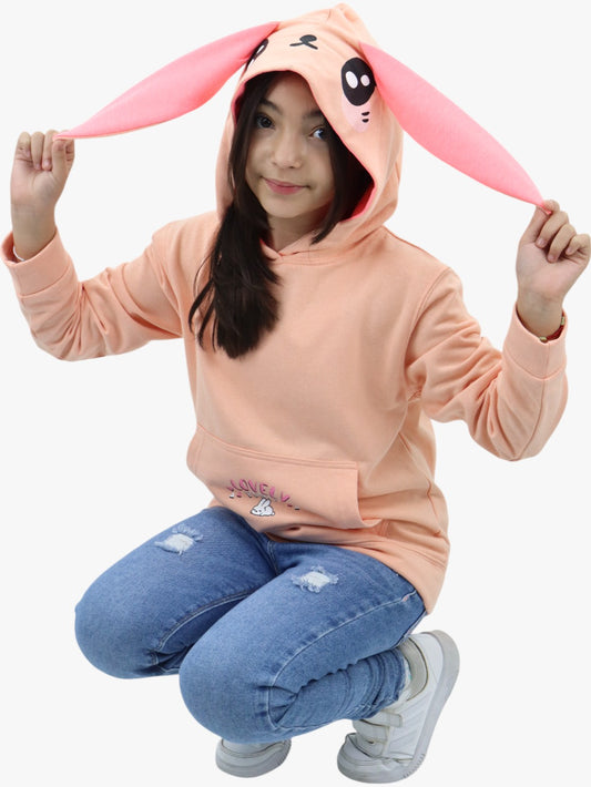 Sudadera con diseño en gorro de conejo