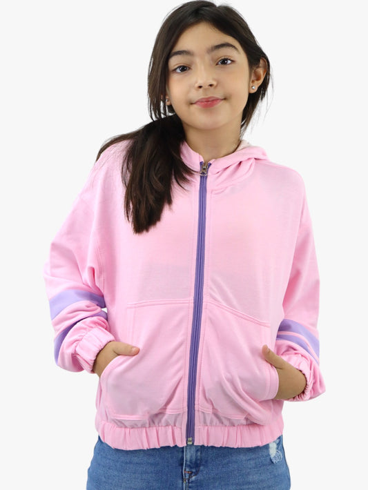 Sudadera con cremallera rosa