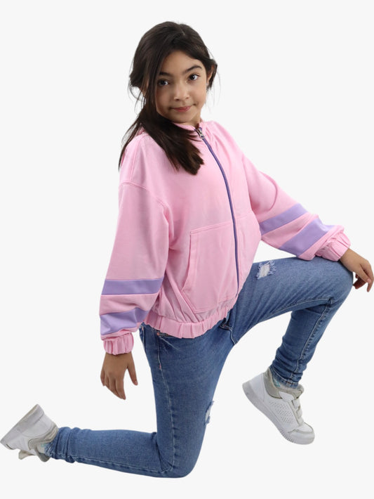 Sudadera con cremallera rosa