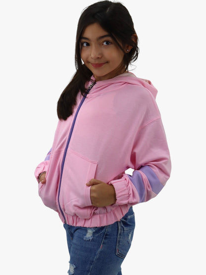 Sudadera con cremallera rosa
