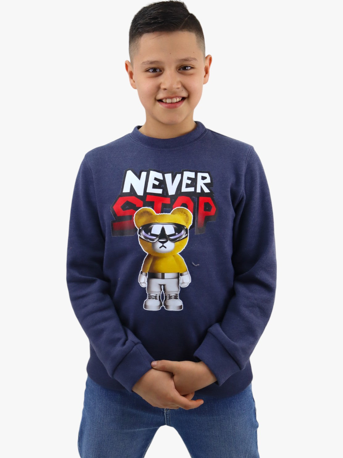 Sudadera cerrada con estampado de oso