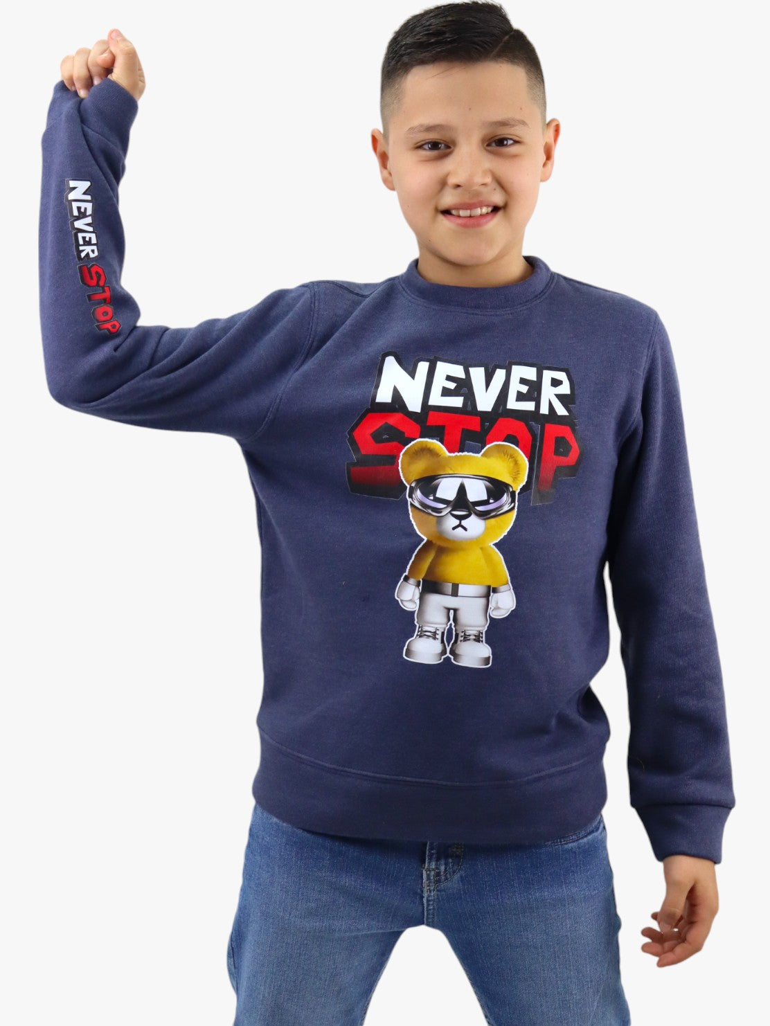Sudadera cerrada con estampado de oso