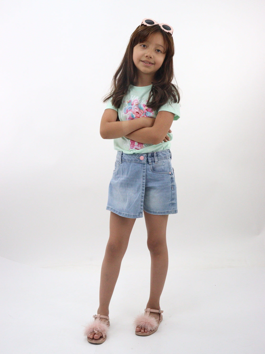 Short falda de color azul claro