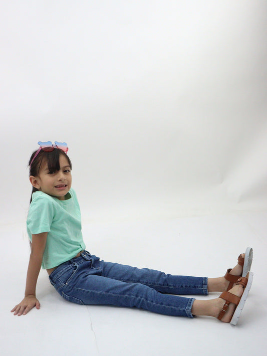 Jeans skinny de color azul medio