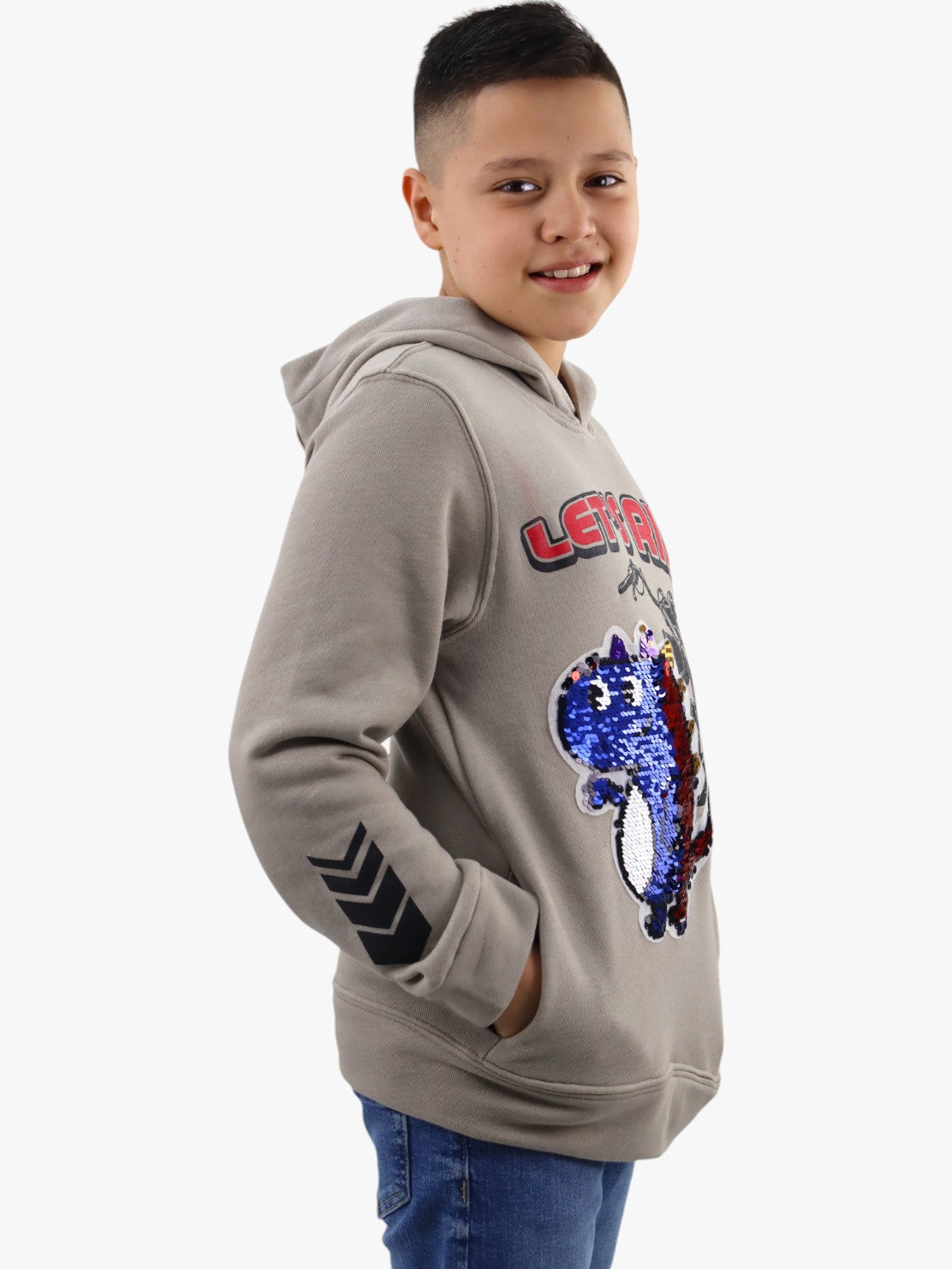 Sudadera con lentejuela reversible de dinosaurio