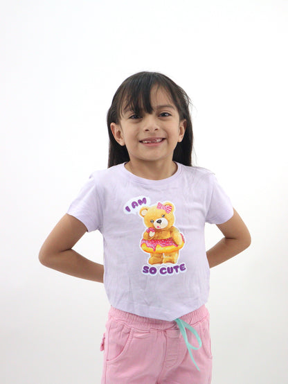 Playera manga corta con gráfico de oso