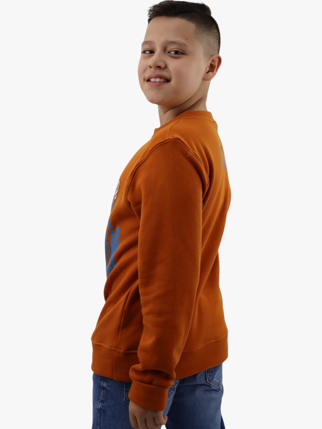 Sudadera cerrada smiley de color naranja