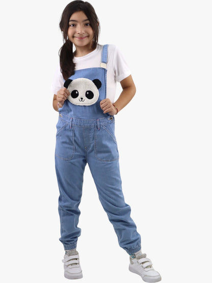 Overol denim con diseño de panda