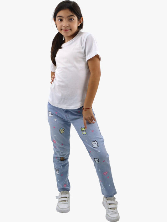 Jeans mom clasic con estampado de animalitos