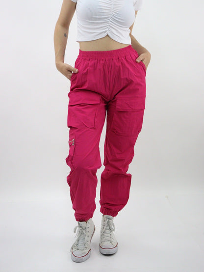 Jogger de tela ligera tipo pants color fucsia