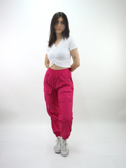 Jogger de tela ligera tipo pants color fucsia