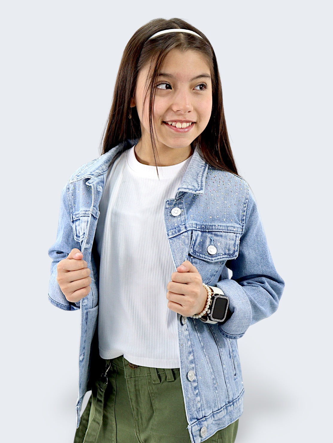 Chamarra Denim Brillos