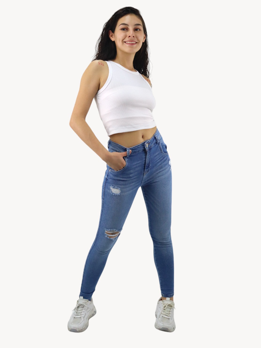 Jeans skinny con destrucción