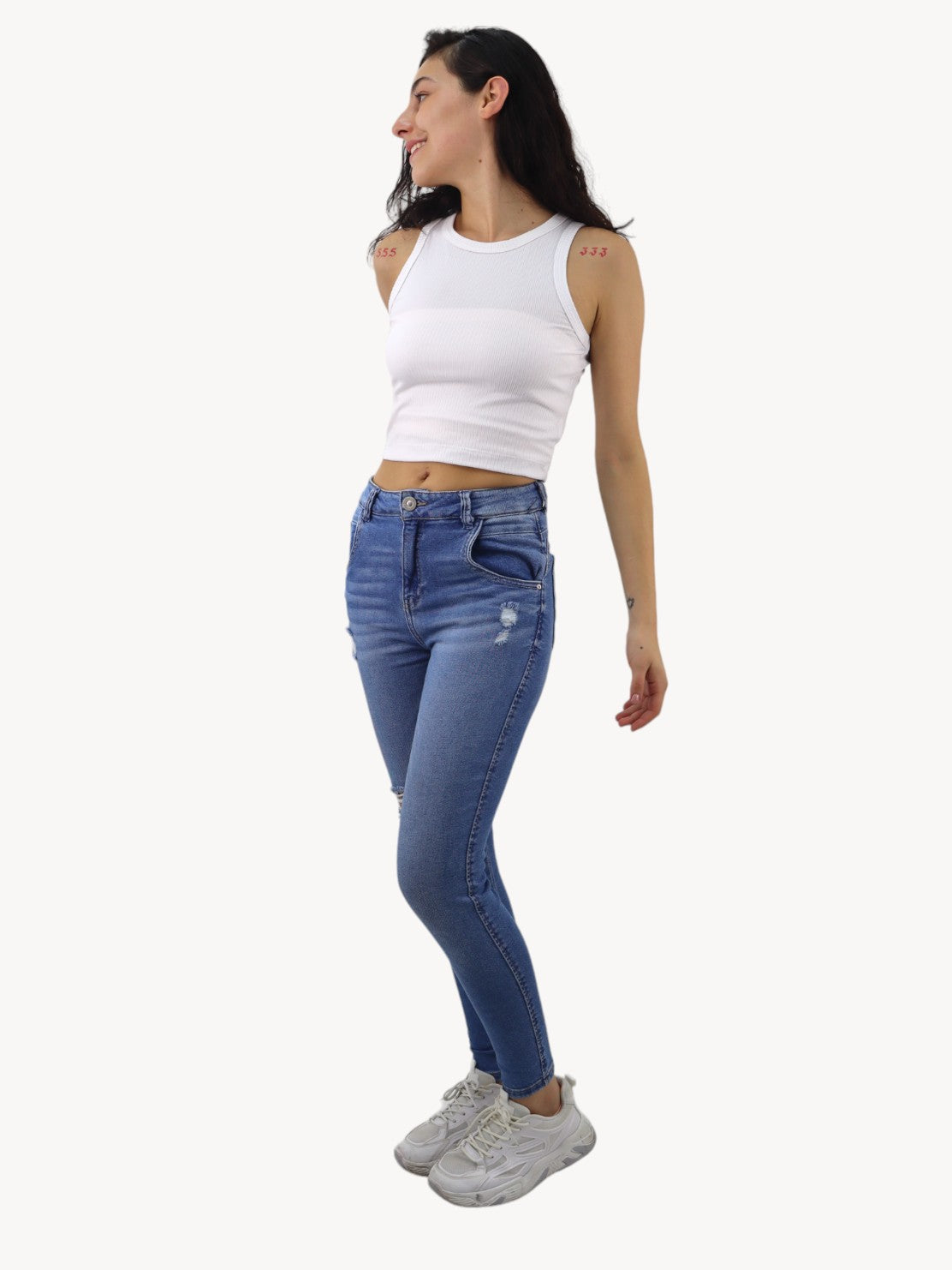 Jeans skinny con destrucción