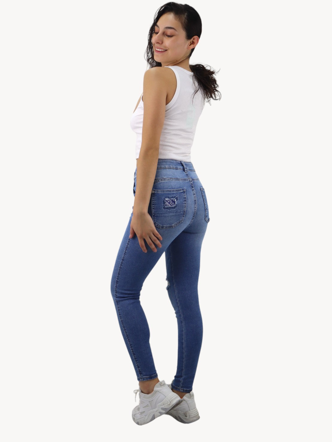 Jeans skinny con destrucción