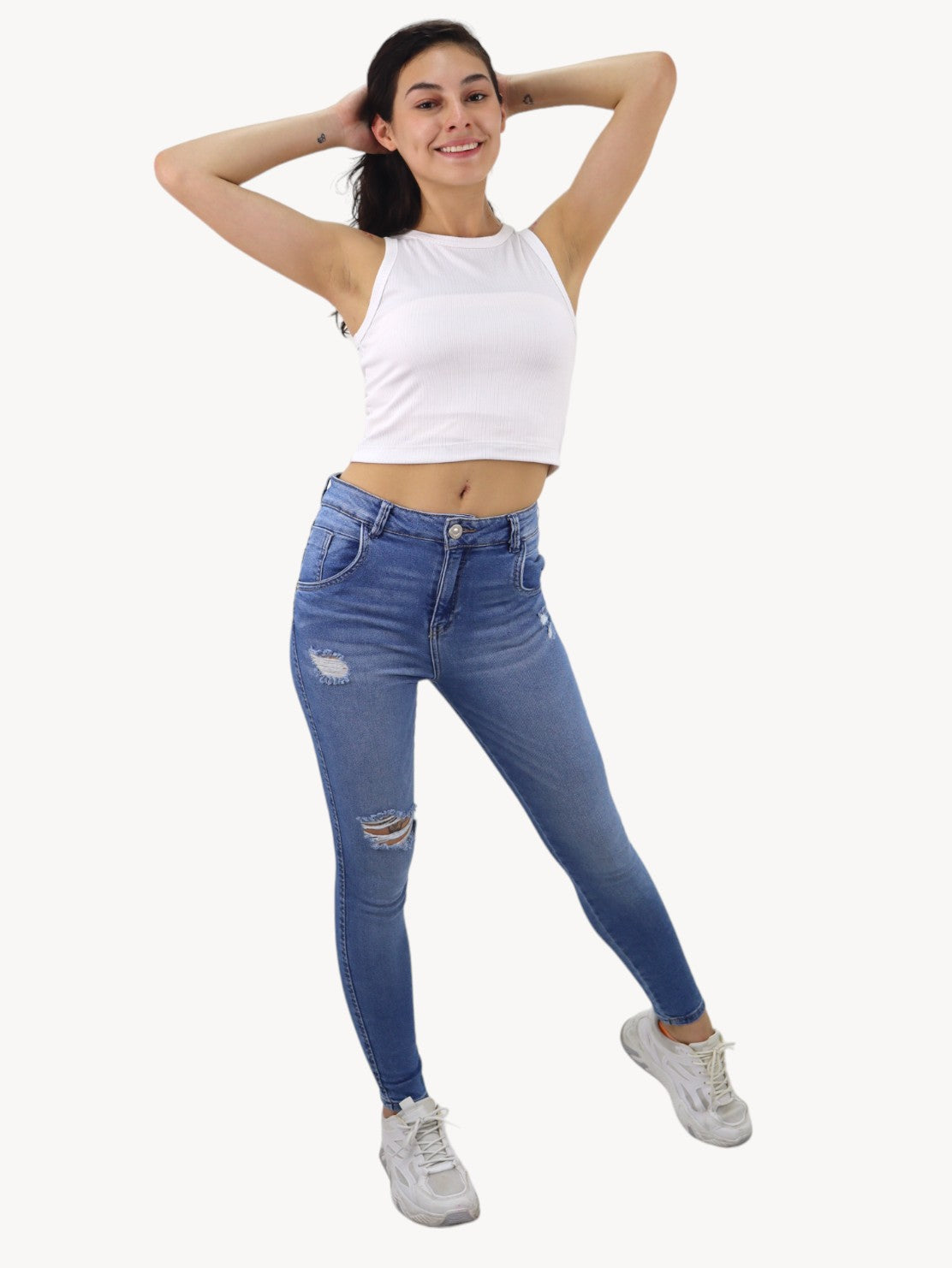Jeans skinny con destrucción