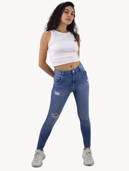 Jeans skinny con destrucción