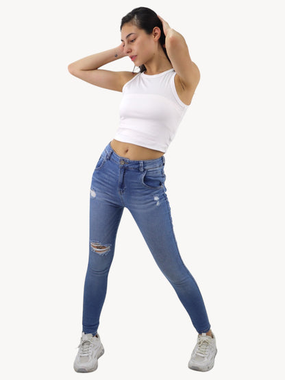 Jeans skinny con destrucción