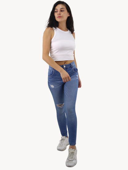 Jeans skinny con destrucción