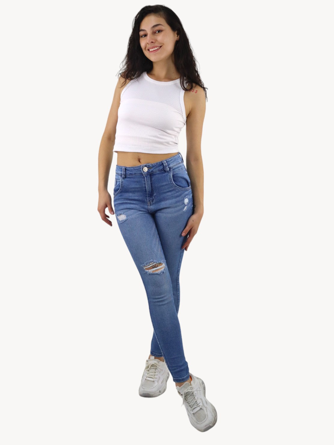 Jeans skinny con destrucción