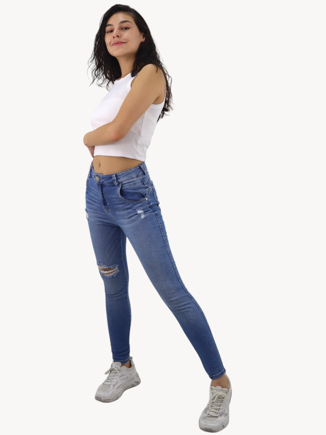 Jeans skinny con destrucción