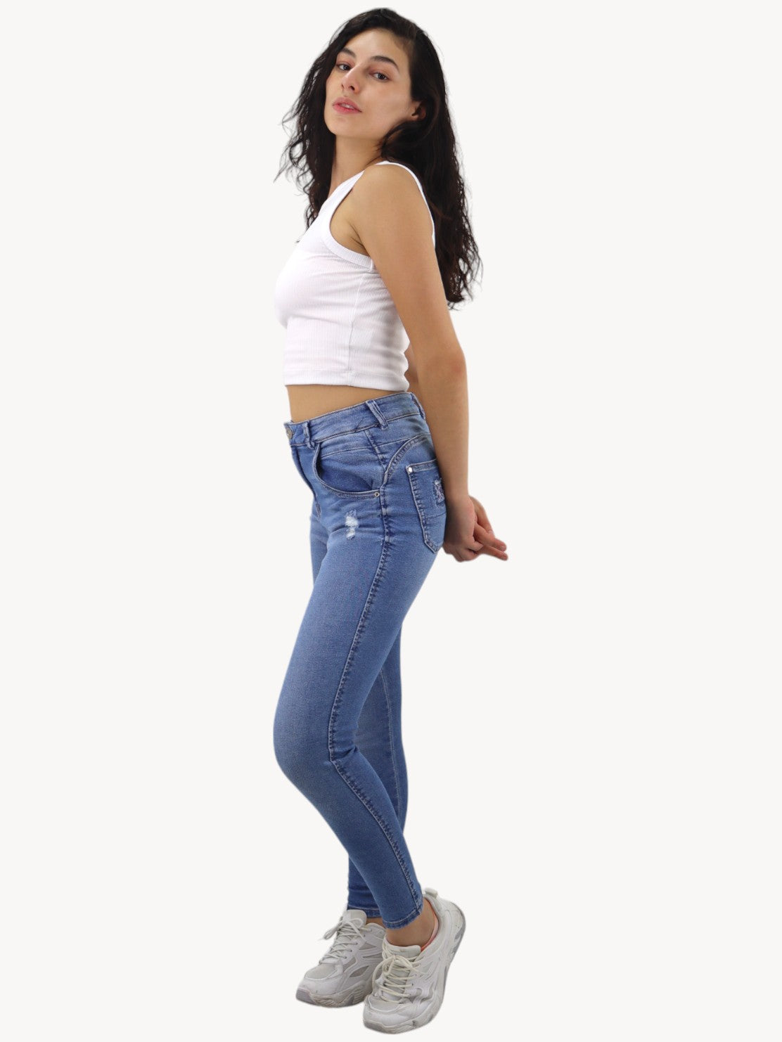 Jeans skinny con destrucción