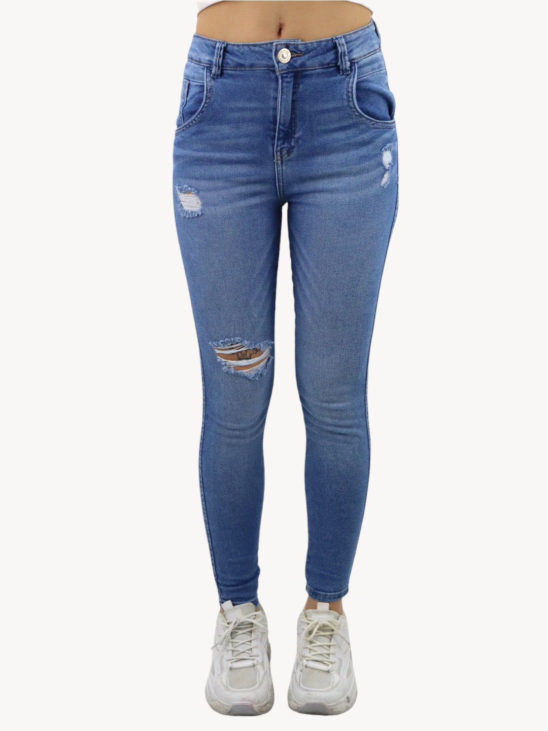 Jeans skinny con destrucción