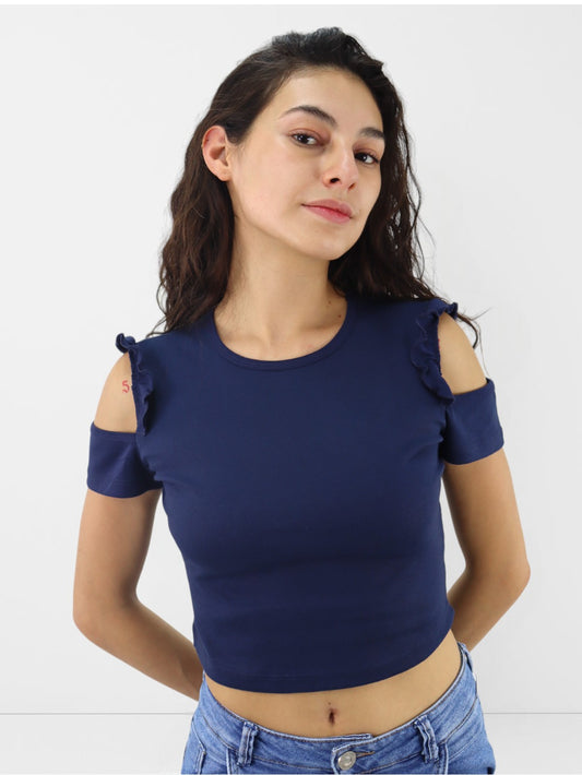 Playera hombro caído azul marino
