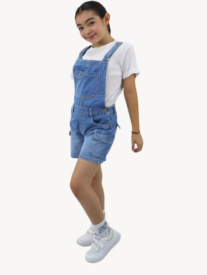 Short peto cargo de color azul medio
