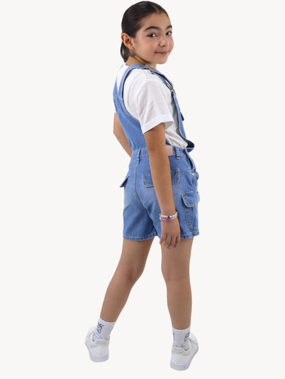 Short peto cargo de color azul medio
